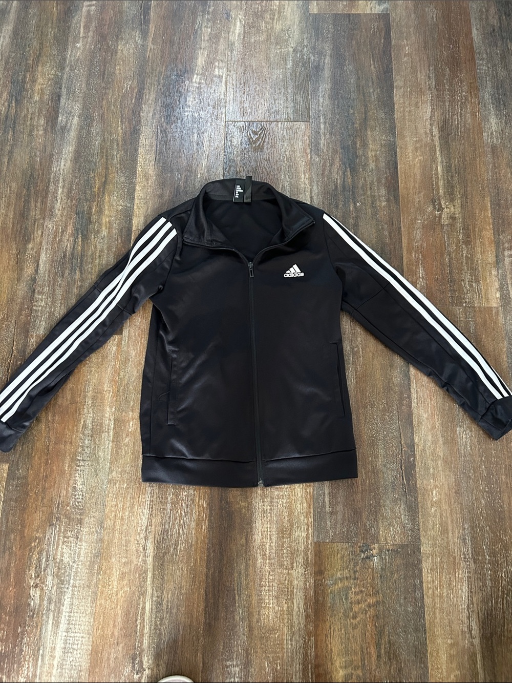 adidas Black Jacket with White Sleeve Stripes